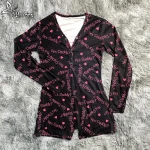wholesales cherry print  onesie for adults pajama sleepwear