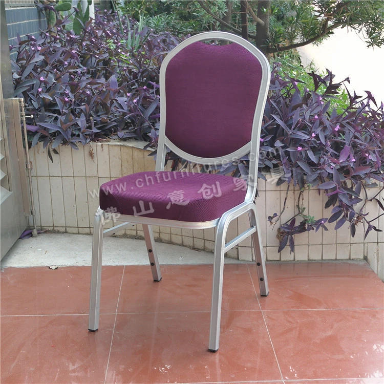 Wholesales Hotel Furniture Event Purple Aluminum Stacking Banquet Chair Modern