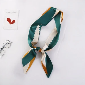 women digital print 2018 Chiffon silk Scarf women bag handle decoration scarf bandana hair ribbon Scarf