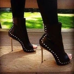 women high heel shoes topless nude sandals womens genuine leather sheepskin lined boots