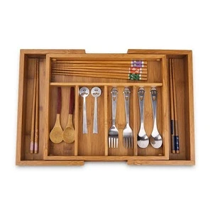 Wood Drawer Organizer Large Extendable Cutlery Tray Kitchen Utensils Storage Silverware Organizer ,adjustable