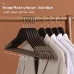 Wooden Clothes Hangers Manufacturer Clothing Store Anti-Slip Solid Wood Flocking Hanger Hotel Clothes Rack Velvet Wood Hangers