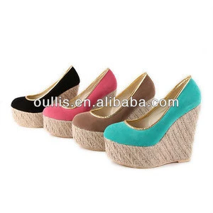 woven bag soles platforms shoes with gold line edge CP6110