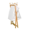 X Shape Foldable Bamboo Laundry Hamper Basket With Machine Washable Canvas Liner Bin Clothes Storage Bag