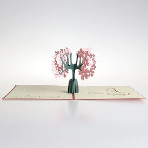 Xian Meilun Art & Crafts 3d pop up greeting invitation card with flower tree for wedding invitation card