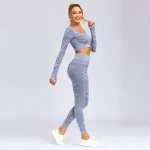 yoga fitness leggings and crop top set training seamless stretch soft yoga leggings active wear women