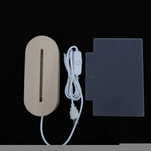 Zhongshan Hot Sale Blank Acrylic Desk OEM Plate With Wooden Lamp Base Baby Night Light