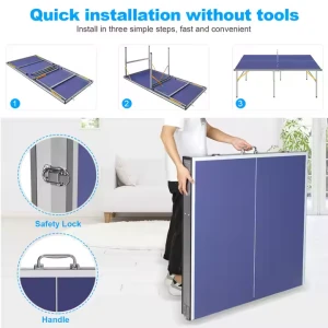 Aluminum Structure Portable Mini Table Tennis Set Fold Up Indoor Pocketable Pingpong Table