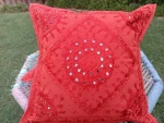 Indian Decorative Mirror Work Cushion Cover Handmade Home Decor