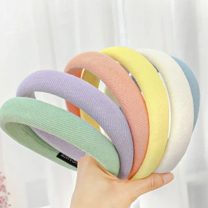 Women Girls Candy Color Plain Sponge Padded Hairband Headband for Women Girls Hair Accessories