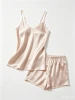 Women Long Sleeve Cotton Pajama Set Solid Color Soft Home Loungewear Nightwear