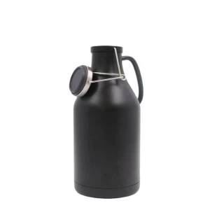 2L Black Double Wall Flip Top Growler for Carbonated Drinks