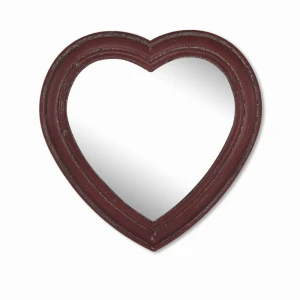 Wood heart red plain mirror