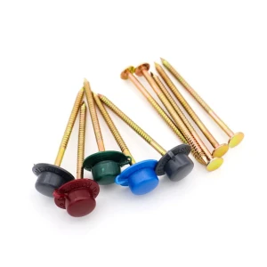 Safe Top Nails Plastic Cap Roofing Nails Ring Shank Spiral Shank Umbrella Head With Washer