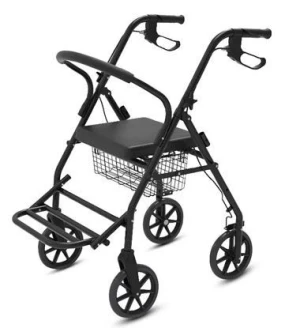 Adjustable Steel Rollator Walker with Soft Seat and Iron Basket