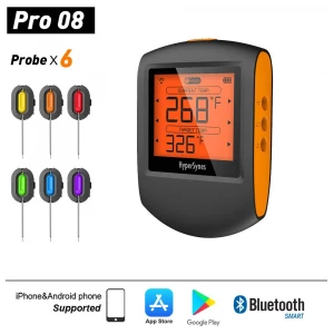 Bluetooth Wireless Grill BBQ Thermometer for Grilling with 4 Probes, Rechargeable Battery, Timer, Alarm,150 ft Barbecue Cooking Kitchen Food Meat Thermometer for Smoker, Oven, Drum