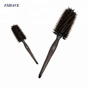 100% Natural Magic Boar Bristles Round Hair Brush With Wood Handle Round Comb Ruled