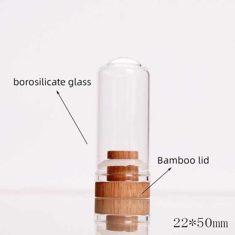 10ml Vials glass bottle Clear mini Vial With bamboo cap small glass bottle Round Bottom borosilicate glass test tube