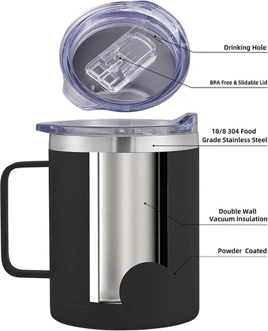 12oz stainless steel tumbler Hot sale Coffee mug with handle vacuum insulated kids tumbler with straw