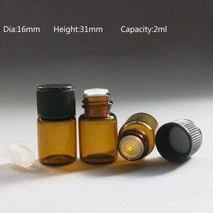 1/4 Dram 5/8 Dram Amber Mini Glass Essential Oil Bottle Vials with Orifice Reducer 1ML 2ML