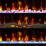 1800w 36 inch wall hanging color flame curved front led fireplace electric