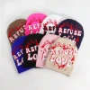 1pc Fashion Hotsale Refuse Love Y2K Skully Cap Jacquard Heart Shape Pattern Lovers Knit Beanie Cap For Valentines Day Gift
