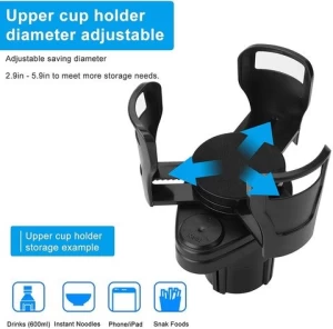 2 in 1 Multi functional Universal Insert Car Cup Holder Ex pander Adapter 360 Rotating Adjustable Base to Hold Storage Rack