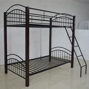 2018 Cheap Double Metal Frame Bed School Military Dorm Black Wooden Bunk Bed