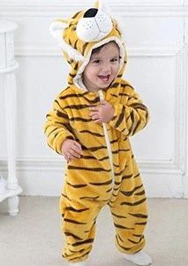 2018 popular cute tiger animal Cosplay Clothes, Soft baby Flannel Romper Animal kigurumi Pajamas