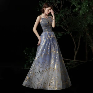 2020 Gentle Strapless A-Line Gold Appliqued Formal Evening Dresses Prom Gowns