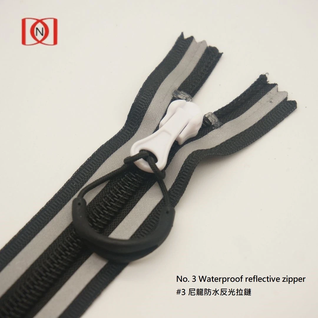 2020 Hot Sale No3 Waterproof Reflective Zipper High Quality Nylon Waterproof Zipper Closed End