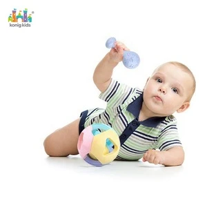 2020 Konig Kids Safe Material Plain Color Bell Ring Ball Baby Rattle Teether Ball Toy For Newborn