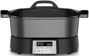 2020 new product 2 in 1 LED display Grill &amp; Multi Cooker with 6 L capacity  cooking pot and glass lid in digital control