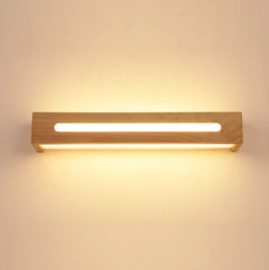 2020 new rectangle nordic design indoor wooden led 12w mounted wall lamps for bathroom