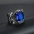Import 2021 Latest Fashion Natural Gemstone Big Blue Stone Diamond Stainless Steel Mens Rings from China