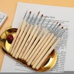 2021 new arrival yellow handle wholesale sable acrylic nail painting brush set professional nail polish removing brush