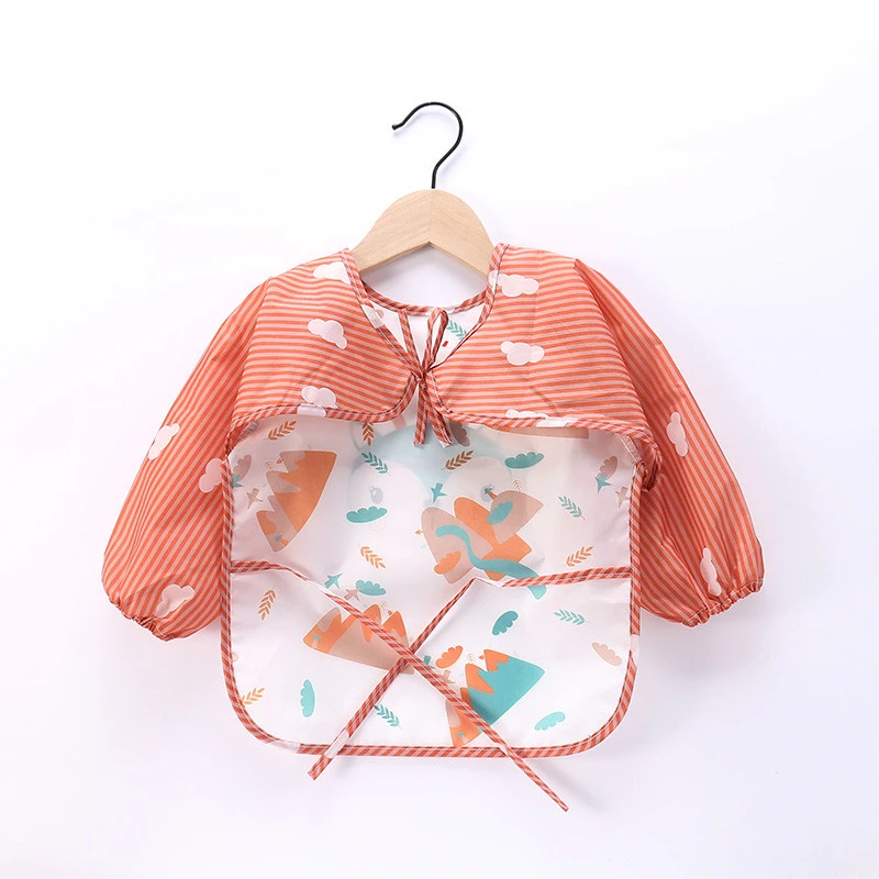 2021 New Polyester  Waterproof  Washable Lace-Up Long Sleeves Apron Bib