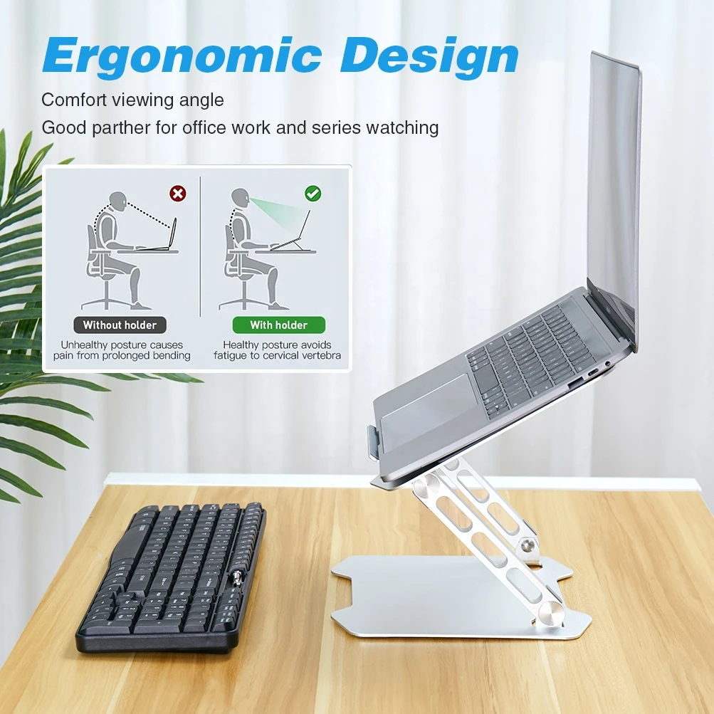 2021 Newest Ergonomic Design Aluminum Alloy Laptop Tablet Stand Notebook Holder