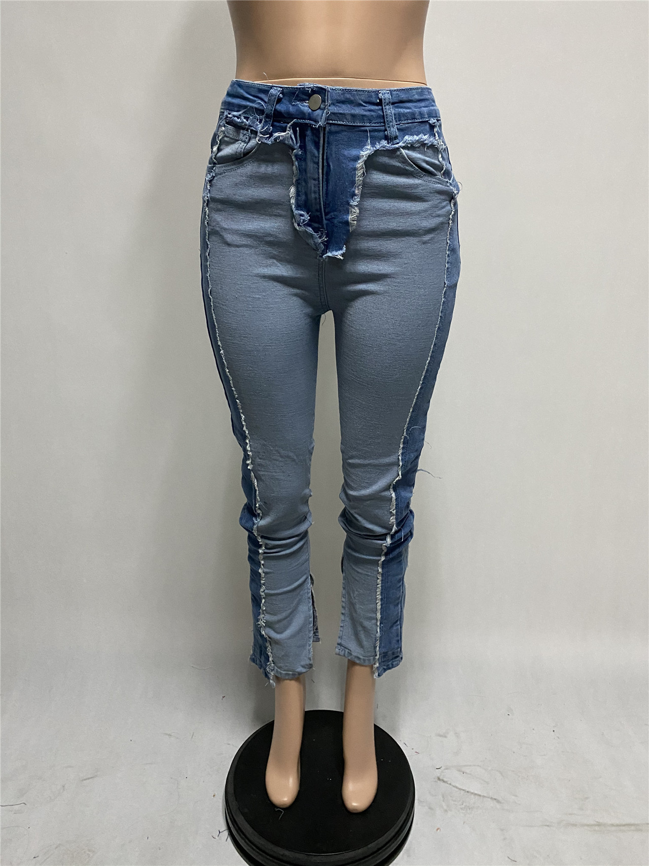 Buy 2021 Women Stacked Jeans Custom Reversed High Waisted Bell Bottom ...