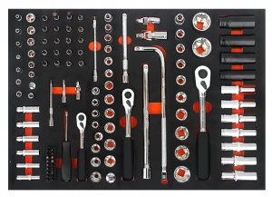 208pcs/4drawers of the tool cabinet trolley with ratchet spanner bits tools set