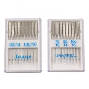 20Pcs/Set Silver Sewing Machine Needles Ball Point Head 70/10 90/14 100/16 Jeans&amp;General Home Stainless Steel Sewing Needles