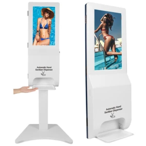 21.5 &#39;&#39; Automatic Hand Sanitizer Dispenser Stand for Hand Wash Machine With lcd Advertising Display