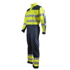 250gsm HV yellow modacrylic FR fire resistant protective work coverall construction workwear industrial coverall uniform