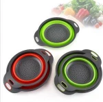 2pcs /set  Round Collapsible Silicone Colander Creative Drain Basket Kitchen Strainer