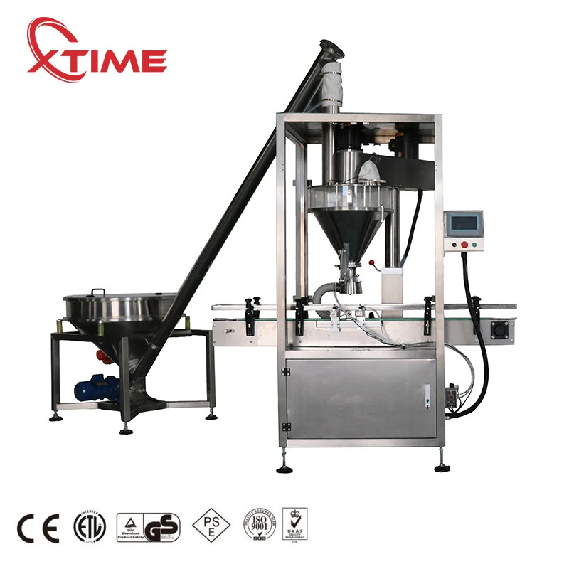 401# tin can protein powder milk powder single auger auto filling &amp; sealing packaging machine line