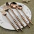 Import 5pcs Food Portable Cutlery 304 Stainless Steel Table Fork Knife Spoon Dinnerware Gold Tableware Sets from China