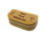 7 day custom bamboo mini custe portable travel medicine pills storage cases organizer wood pill box