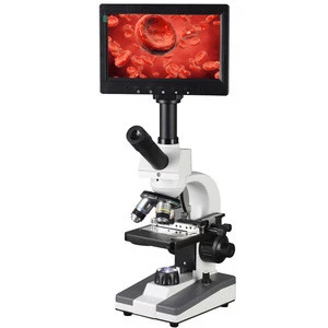 7 Inch LCD Display + Aluminum Case + 5MP Pixel XSP-116D 400X Blood Microscope Digital Microscope