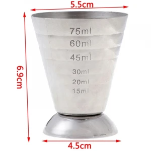 75ml Metal Measure Cup Drink Tool w/ml/oz Shot Ounce Jigger Bar Mixed Cocktail Beaker 0.5-2.5oz / 15-75ml / 1-5Tbsp