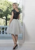 A-Line/Princess Short Sleeve Scoop Neck Short/Mini Tulle Prom Dress With Embroidery